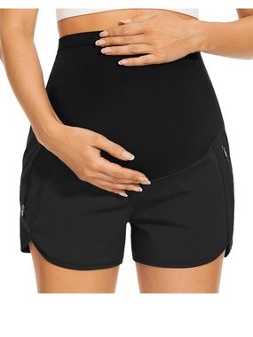 PACBREEZE Maternity Over Belly Quick Dry Workout Athletic Running Shorts S NWT